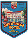 Runnymede Hotel Penang Malaya (Malaysia) 1920's vintage original luggage label