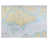 Singapore vintage original 1990 nautical sea chart