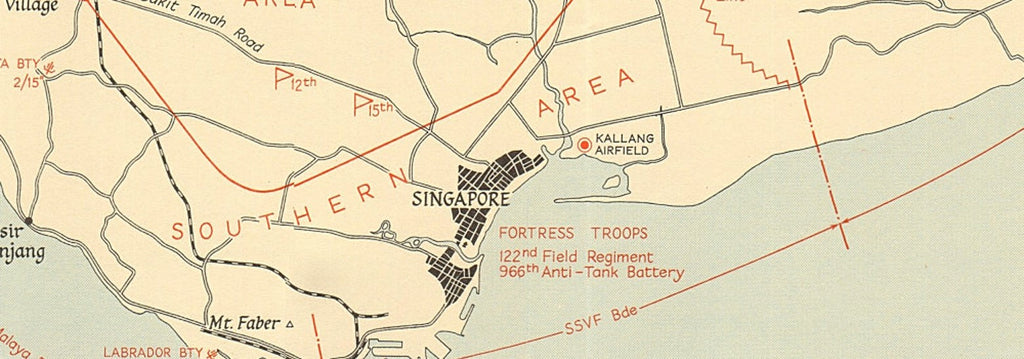 Original | Vintage Singapore Island Map 1942 (Printed 1957) - tradersofhongkong