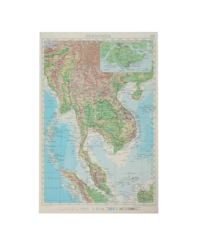 French Indo-China Vintage Original 1938 Map